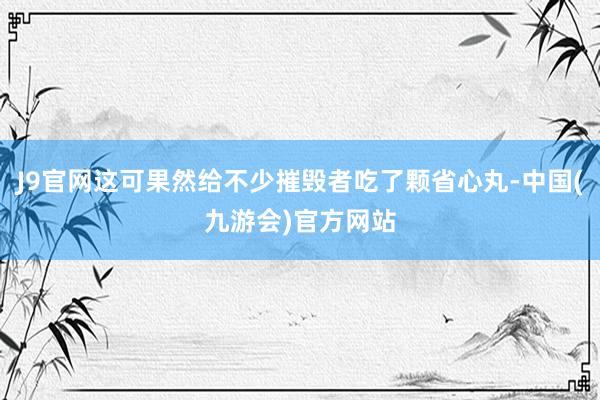 J9官网这可果然给不少摧毁者吃了颗省心丸-中国(九游会)官方网站